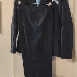 Caslon 14P Suit Slacks (only) Navy Blue, gray striped